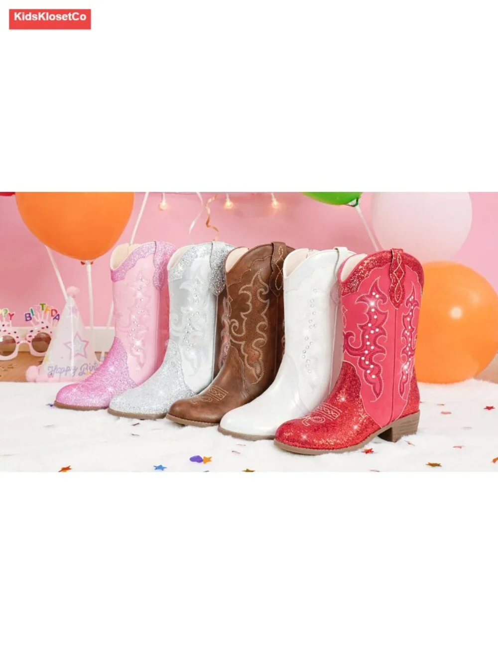 Cowgirl Boots Rhinestone Sparkly Toddler Dress Boots Pointed Toe Mid Calf